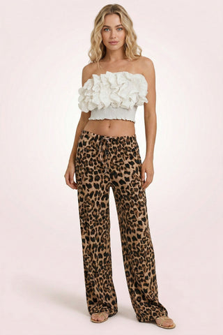 SUZETTE top with ruffles and elasticated band