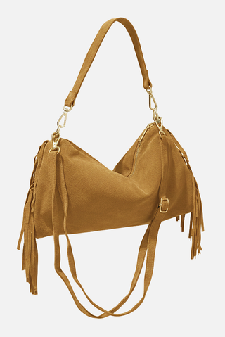 Borsa CHIC in vero camoscio con frange e zip