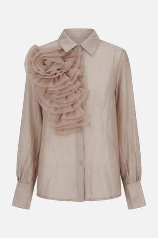 Camicia BREST m/l con applicazione fiore in tulle