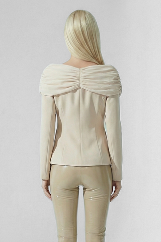 INES blazer jacket with draped neckline