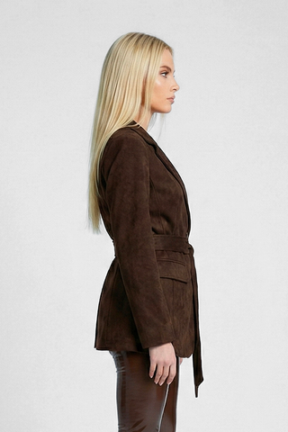 MANON suede-effect jacket with belt