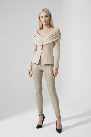INES blazer jacket with draped neckline