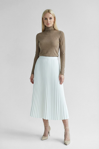 YVONNE midi pleated fabric skirt