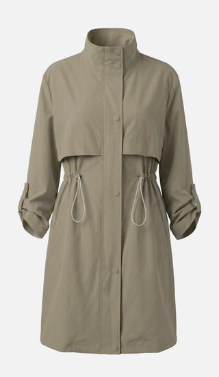 DOYET waterproof trench coat with drawstring waist and zip fastening