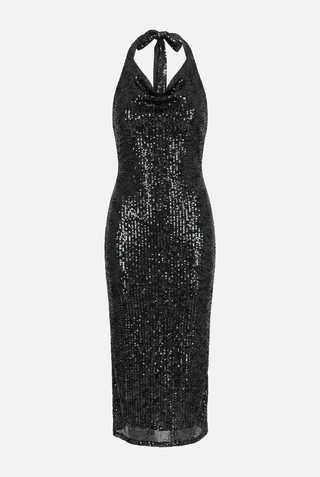 ARBENT sequined midi dress with halter neck