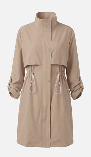 DOYET waterproof trench coat with drawstring waist and zip fastening