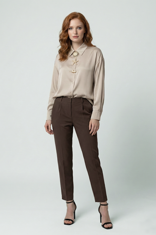 Camicia CAIENNA m/l in raso con spille gioiello