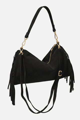 Borsa CHIC in vero camoscio con frange e zip