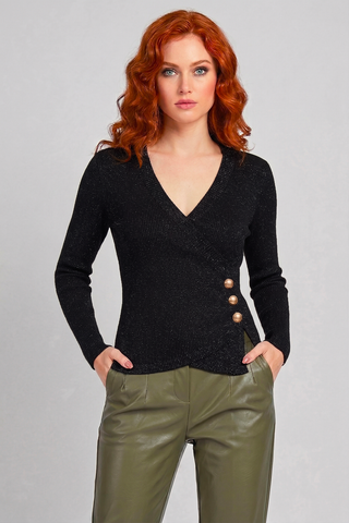 Crossed Lurex top MARSIGLIA long-sleeved