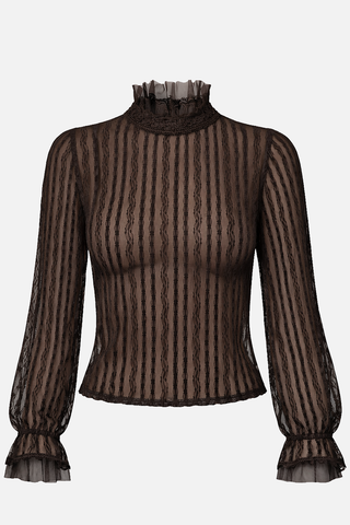 Blusa MORGANA m/l in pizzo con volant