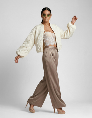 OPHELIE Oversized Jacket with zipper and embossed fabric