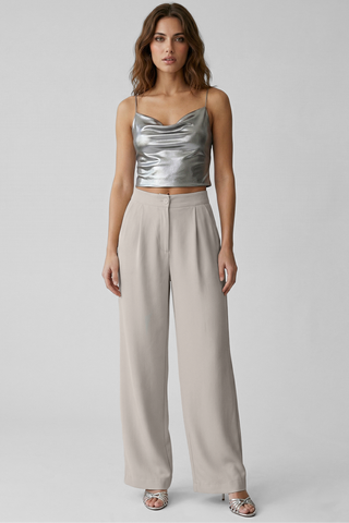 Pantaloni palazzo PALACE  a vita alta