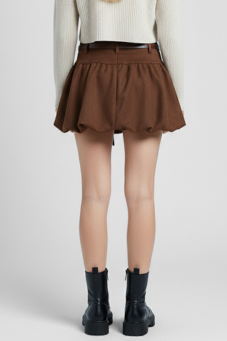 BRYANNA balloon mini skirt with belt loops and matching belt