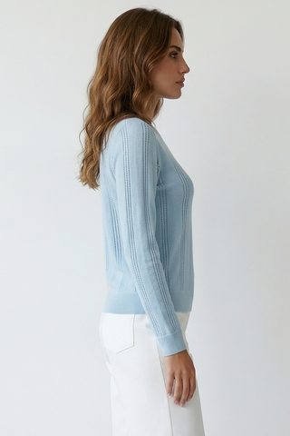 WINONA open-knit striped long-sleeved top