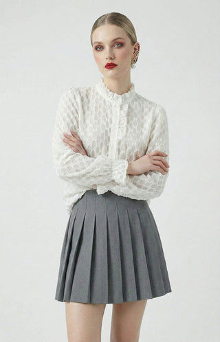 Camicia ODETTE m/l con lavorazione a rilievo