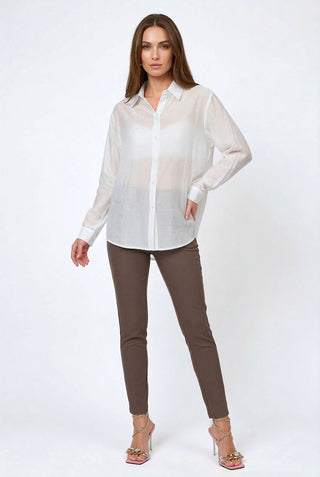 BELLETRIX semi-sheer shirt with silver micro rhinestones