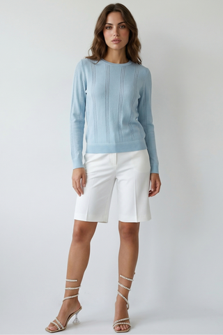 WINONA open-knit striped long-sleeved top