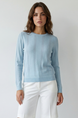 WINONA open-knit striped long-sleeved top