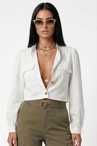 Camicia JOLE crop m/l scollo coreana