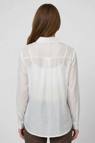 BELLETRIX semi-sheer shirt with silver micro rhinestones
