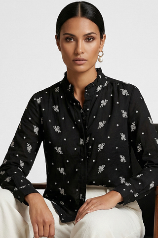 Camicia MEGREZ con ricami floreali