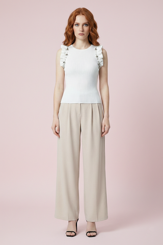 PETRA camisole with ruffles and metal details