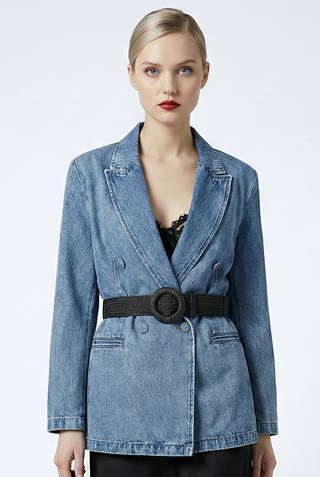 LUCIENNE raffia-effect belt