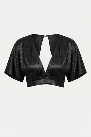 Crop Top TESSA effetto metalizzato annodato sulla schiena