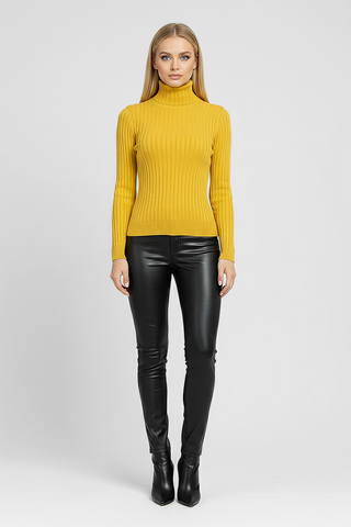VOGUE high neck ribbed long-sleeved top