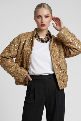 Giubbino WIDOWI Oversize  con paillettes ed elastico sul fondo