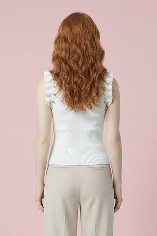 PETRA camisole with ruffles and metal details