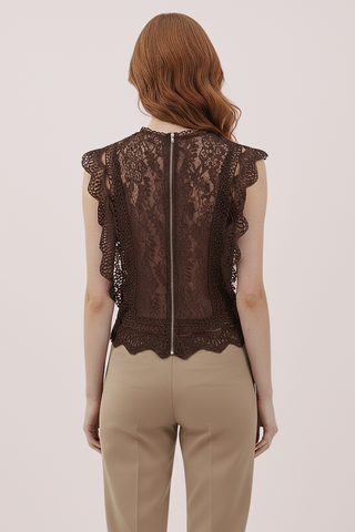 Top in pizzo CHARIX con balze