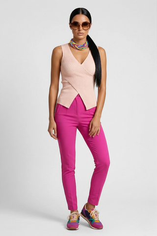 URSULA Ribbed Top with Crossover Neckline