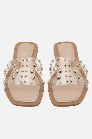 Ciabattine SAKURA trasparenti con borchie oro