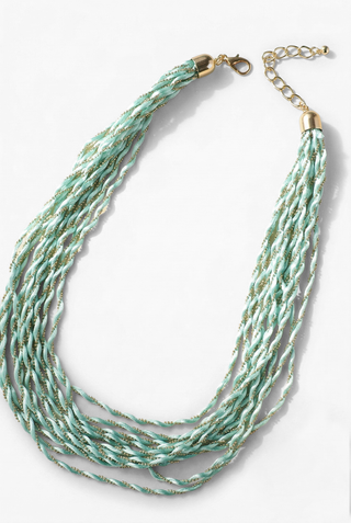 Collana TREDIER con fili di cordoncino e acciao inossidabile