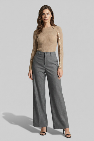 PERON ribbed crew-neck jumper with gold buttons