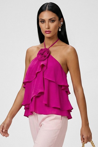Top EMILIE scollo americana e applicazione fiore