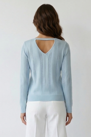 WINONA open-knit striped long-sleeved top