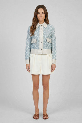AISHA diamond-quilted denim jacket embroidered with sequins