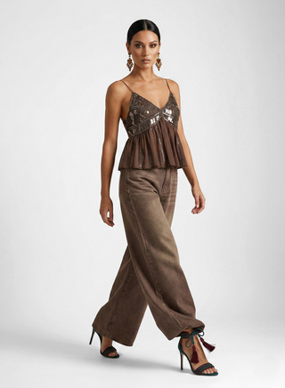 Top ANAIS con ricami e paillettes