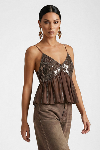 Top ANAIS con ricami e paillettes