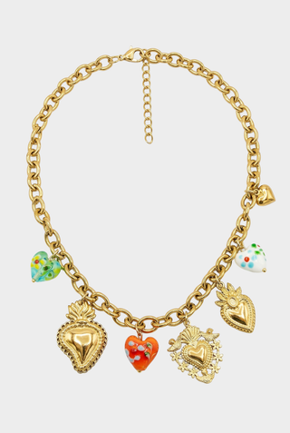 Collana ILARY in acciaio inossidabile e ciondoli cuori di vetro