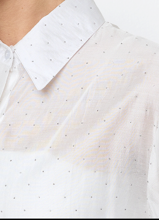 BELLETRIX semi-sheer shirt with silver micro rhinestones