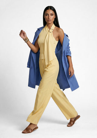 Pantaloni a vita alta ANGELIQUE con pinces senza passanti