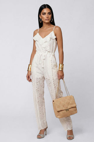 ANNE long sangallo jumpsuit with thin straps