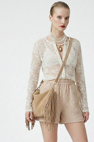 Cardigan LULU semitrasparente con motivo floreale