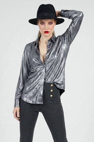 Camicia BRIGITTE m/l effetto metallizzato