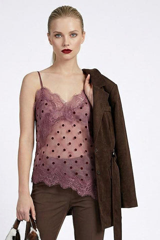 Top CHERISETTE asimmetrico in pizzo e pois