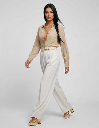 Camicia MIRABELLE m/l con polsini ricamati