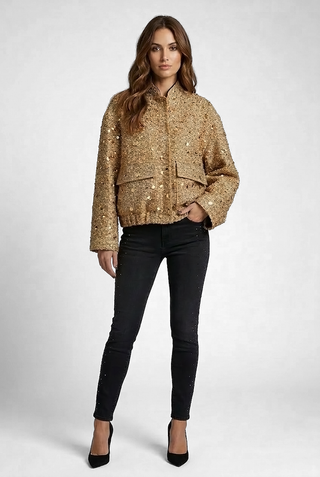 Giubbino WIDOWI Oversize  con paillettes ed elastico sul fondo